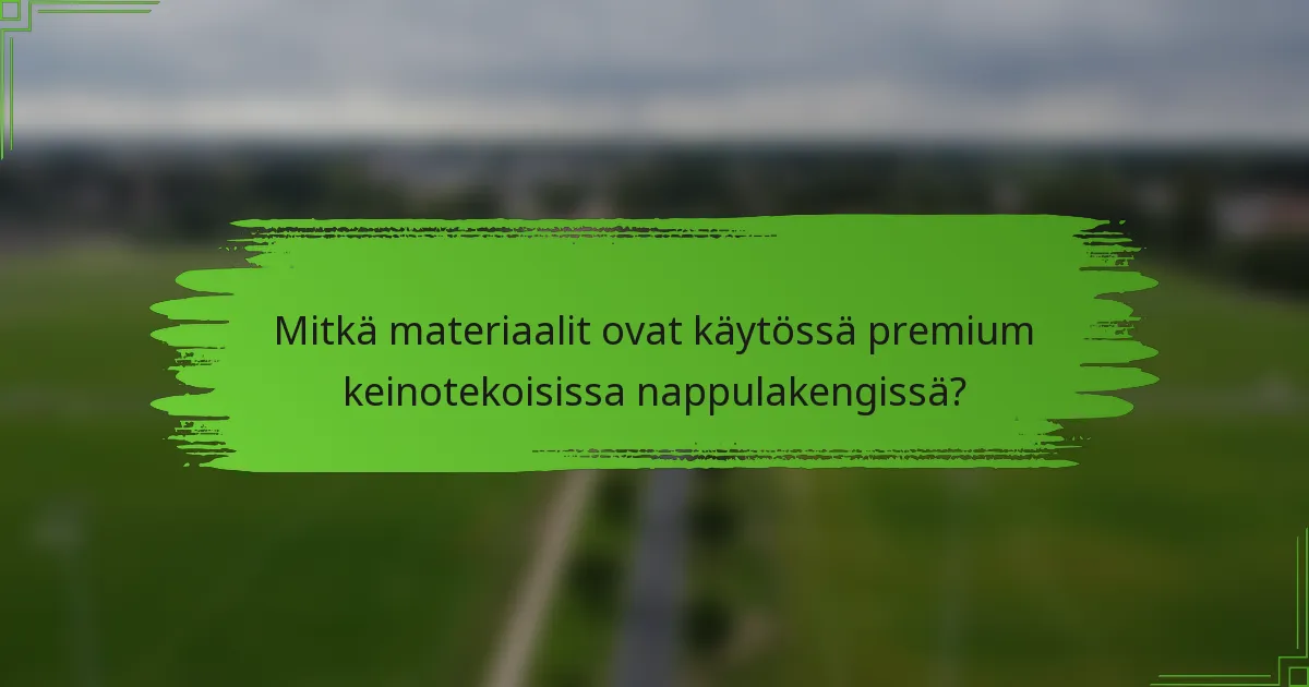 Mitkä materiaalit ovat käytössä premium keinotekoisissa nappulakengissä?