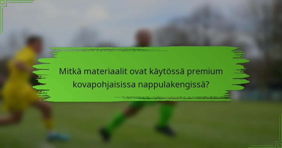 Mitkä materiaalit ovat käytössä premium kovapohjaisissa nappulakengissä?