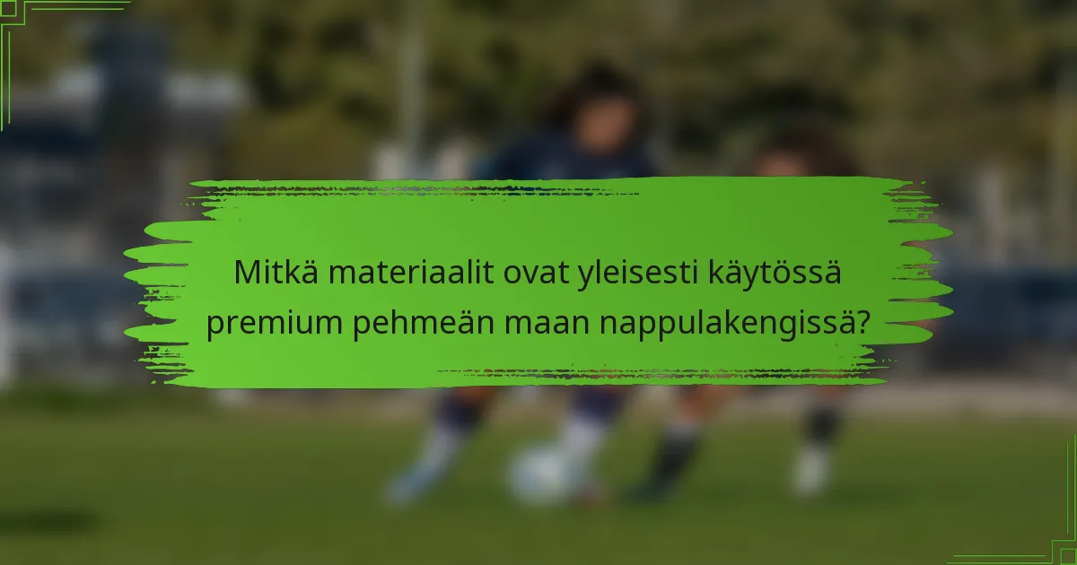Mitkä materiaalit ovat yleisesti käytössä premium pehmeän maan nappulakengissä?
